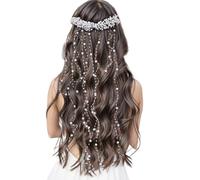 Broche de pelo con perlas para novia, adorno capilar de novia con flecos, peinado de novia para sesión de fotos de viaje y recepción