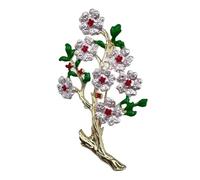 Broche de peonía esmaltado multiusos pintado a mano con perlas y acento floral vintage para mujer, elegante joyería de regalo, As show, Metal