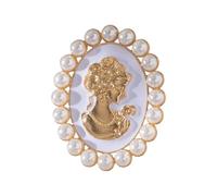Broche de perlas cortesanas de aleación de lujo Broche de pecho Cierre seguro Insignias de diseño joyería para accesorios de boda con cuentas de moda accesorio para el pecho, L, como se describe