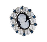 Broche de perlas de estilo cortesano Alfiler de pecho de aleación Sombrero Vestido Accesorio de ropa para ropa de noche y fiesta Perlas vintage Retrato de dama Alfiler de ramillete