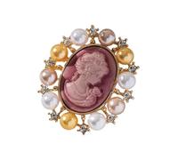 Broche de perlas de estilo cortesano Alfiler de pecho de aleación Sombrero Vestido Accesorio de ropa para ropa de noche y fiesta Perlas vintage Retrato de dama Alfiler de ramillete