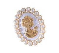 Broche de perlas de estilo cortesano de aleación para el pecho, sombrero, vestido, accesorio para ropa de noche y fiesta, pin de solapa con dije real, Small, como se describe