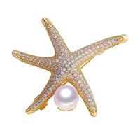 Broche de Perlas para Mujer, Elegante y Fino Broche de Estrella, joyería de Perlas, no se decolora