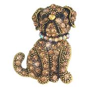 Broche de perro bulldog pequeño vintage con cristales completos, ramillete impresionante a la moda, linda muñeca para perro, para mujeres, niñas, hombres, fiesta de cumpleaños, Cristal, Cristales