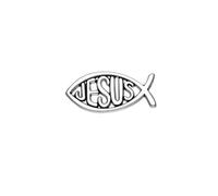 Broche de pez de Jesús, tono plateado, pin de pez de dibujos animados, joyería cristiana, pin de solapa, popular entre ciclistas cristianos, broche de animales marinos, pin esmaltado, insignia de