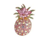 Broche de piña de moda decorado con diamantes de imitación multicolores, ideal para regalar y para atuendos. Broche de piña multicolor con un diseño impresionante, perfecto como elegante