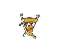 Broche de pizza con gafas de sol, impresionante broche esmaltado de dibujos animados, broche de solapa de metal, broches de insignias, exquisitos accesorios de joyería, Metal, Sin gemas.
