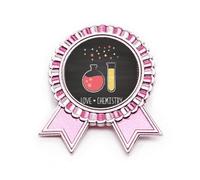 Broche de placa de tubo de ensayo con fondo redondo, diseño de chestería, color rosa, Medium, Metal