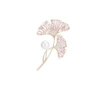 Broche de plata, broche de perla, broche de circón delicado con ramillete de perlas de Ginkgo Biloba for mujer, accesorios for chal y abrigo