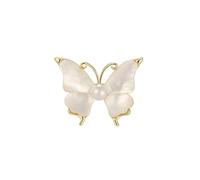 Broche de plata, broche de perla, broche de mariposa de concha de agua de mar natural, perla de agua dulce, accesorios de ropa simples, broche de ramillete(White)