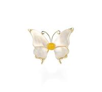 Broche de plata, broche de perla, broche de mariposa de concha de agua de mar natural, perla de agua dulce, accesorios de ropa simples, broche de ramillete(Yellow)