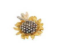 Broche de plata, broche de ramillete de cristal, broche de flor de margarita con brillantes diamantes de imitación, elegante broche de joyería for mujer for sombreros, ramos, fiestas y uso diario.