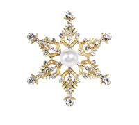 Broche de plata con diseño de flores y perlas, diseño de ciervo y perlas, versátil con dibujos animados, muñeco de nieve para mujer, prendedores, insignias, talla única, Metal