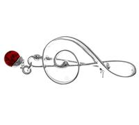 Broche de plata de ley 925 y ámbar báltico auténtico de coñac - Broche de clave de sol 4168C, Plata