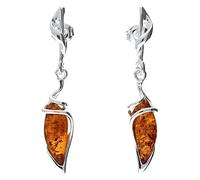 Broche de plata de ley Juego de pendientes de ámbar - Juego de pendientes de ámbar Drop Art Deco - Fancy inusual pendientes de plata y turquesas - ideal para los amantes de los ámbar joyas.