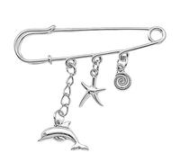 Broche de playa con diseño de océano, regalo para mujeres y niñas, regalos del océano para mujeres, amigos, amantes del océano, delfín, océano, animales, lindo pin para mochilas, estrella de mar