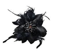 Broche de plumas Broche de plumas multicolor for mujer, accesorio ramillete for fiesta boda(Black)