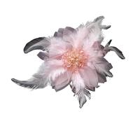 Broche de plumas Broche de plumas multicolor for mujer, accesorio ramillete for fiesta boda(Pink)