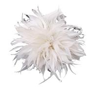 Broche de plumas Broche de plumas, ramillete flores, Pin solapa for mujer, fiesta boda Multicolor(White)