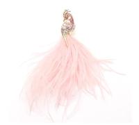 Broche de Plumas Broches de pavo real lujo for mujer, alfiler pluma rosa y blanca con diamantes imitación, bonito broche cristal para fiestas, bailes y banquetes