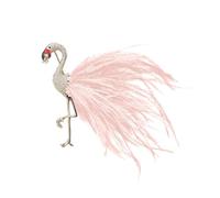 Broche de plumas de flamenco 3D único con piedras de circonita, accesorio de solapa ligero para chaquetas, vestidos, accesorio de moda, One Size, como se describe