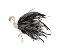 Broche de plumas de flamenco con piedras de circonita, pin de solapa ligero para abrigo, traje, suéter, ropa de moda, joyería, broche de pájaro, talla única, como se describe