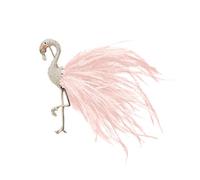 Broche de plumas de flamenco de moda con piedras de circón, llamativo pin de solapa, decoración de ropa para uso diario, accesorio versátil, talla única, como se describe