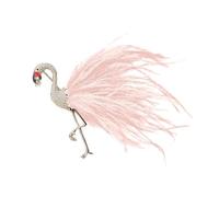 Broche de plumas de flamenco de moda con piedras de circón, llamativo pin de solapa, decoración de ropa para uso diario, broche de flamenco, One Size, como se describe