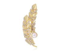 Broche de plumas de perlas, diseño elegante, ligero, 7 g, Kirsite para mujer, accesorios en varias ocasiones, ideal para regalos, perlas, plumas, elegante, resistente