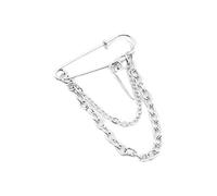 Broche de punzón de doble capa, borlas, cadena, solapa, hebilla, exquisito, metal, moderno, unisex, broches de traje para hombre, Como Se Describe, Metal, No es una piedra preciosa