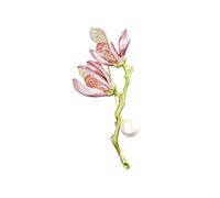 Broche de ramo de magnolia de diseño sin fecha, joyería hecha a mano para abrigos, solapas, vestidos, decoración de ocasiones especiales, pin de solapa floral retro para mujer, talla única, como se