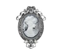 Broche de retrato de dama sin fecha diseño inspirado vintage en aleación chapada en oro, accesorios para decoración de ropa, tallador hueco, talla única, como se describe