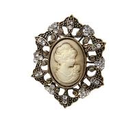 Broche de retrato de mujer sin fecha, diseño de inspiración vintage en aleación dorada, accesorios para decoración de vestidos, elegante juego de pines de dama doncella, talla única, como se describe