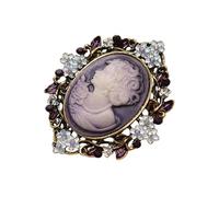 Broche de retrato de mujer sin fecha, diseño de inspiración vintage en aleación dorada, accesorios para decoración de vestidos, elegante juego de pines de dama doncella, talla única, como se describe