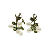Broche De Seguridad Broche Broche Insignia Broche Pin De Solapa Europeo Y Americano Retro Cera Blanca Natural Muérdago Mirto Hierba Hoja Planta Broche Masculino Y Femenino Pendientes,Pendientes De Mir