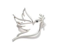 Broche de símbolo de paz delicado con patrón de hojas, ligero, versátil, moderno, de aleación vintage, alfiler de paloma, joyas, broche de rama calada, Einheitsgröße, como se describe