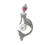 Broche de sirena con diamantes de imitación, pin de solapa de aleación, accesorio de joyería de animales marinos para mujeres, disfraces, camisas, vestidos, trajes, 6,8 x 2,8 cm, 0.01 Ounce (Pack of