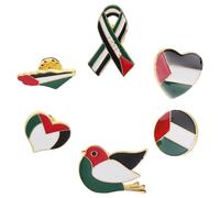 Broche de Solapa 6 Piezas Bandera de Palestina | Acabado Metálico Vibrante, al Deslustre, Seguro para Telas, Adecuado para Eventos y Regalos