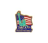 Broche de solapa con bandera patriótica de Estados Unidos del 250 aniversario del 4 de julio, accesorios para el Día de la Independencia, Metal, Sin piedra preciosa