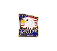 Broche de solapa con bandera patriótica de Estados Unidos del 250 aniversario del 4 de julio, accesorios para el Día de la Independencia, Metal, Sin piedra preciosa