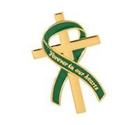 Broche de solapa con cinta conmemorativa, insignia de aleación de tono dorado con detalle para ceremonia de luto, uso de invitados, insignia religiosa de solapa, pin de servicio de recuerdo, pin