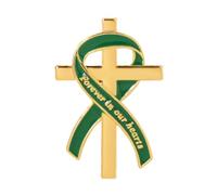 Broche de solapa con cinta conmemorativa, insignia de aleación de tono dorado con detalle para ceremonia de luto, uso de invitados, insignia religiosa de solapa, pin de servicio de recuerdo, pin