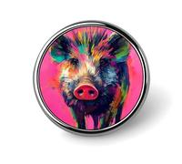 Broche de solapa con diseño de cerdos salvajes de colores, insignia de metal redonda para chaqueta, sombrero, bolso, accesorios, joyería.