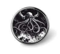 Broche de solapa con diseño de Cthulhuss "Resurgiendo del Océano", insignia redonda de metal para chaqueta, sombrero, bolso, accesorios, joyería