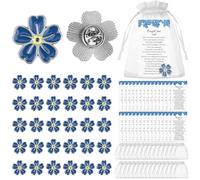 Broche de solapa con diseño de flor y texto "Forget Me Not", recuerdo funerario con tarjetas de poemas conmemorativos y bolsas de organza para regalos conmemorativos, talla única, Metal