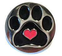 Broche de solapa con diseño de huella de perro con corazón de amor, metal esmaltado, para amantes de las mascotas, 25mm, Esmalte, metal