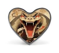 Broche de solapa con forma de corazón de serpiente, ideal para trajes de hombre y mujer. Botones de esmalte ligero de 2,5 cm para mochilas, sombreros, bolsos y cordones.