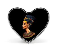 Broche de solapa con forma de corazón y corbata de la reina egipcia Nefertiti, bonito broche para hombres, mujeres, sombreros, accesorios de ropa