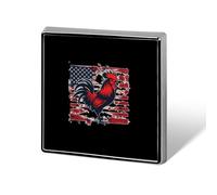 Broche de solapa con insignia cuadrada de pelea de gallos con bandera estadounidense vintage, personalizado, para mujeres y hombres.