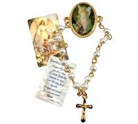 Broche de solapa con rosario de ángel de la guarda con cruz y cuentas acrílicas, regalo inspirador de primera comunión o confirmación con tarjeta sagrada hecha en Estados Unidos